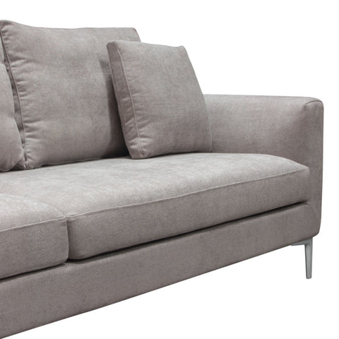 Seattle Loose Back Sofa in Grey Polyester Fabric Polished Silver Metal Leg By Diamond Sofa