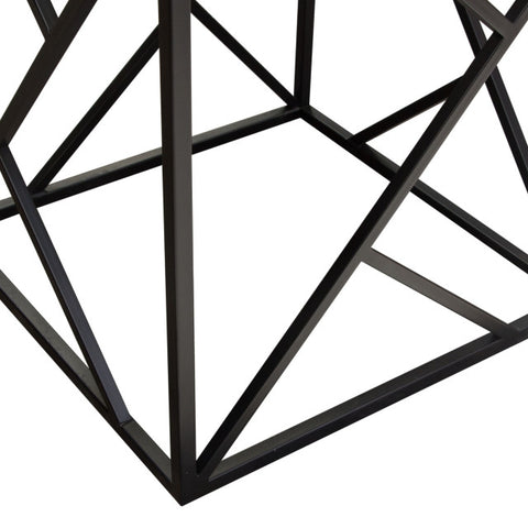 Plymouth Square Accent Table With Genuine Gray Marble Top & Black Metal Base By Diamond Sofa