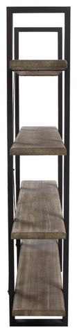 Montana 73" 4-Tiered Shelf Unit in Rustic Oak Finish with Iron Frame By Diamond Sofa