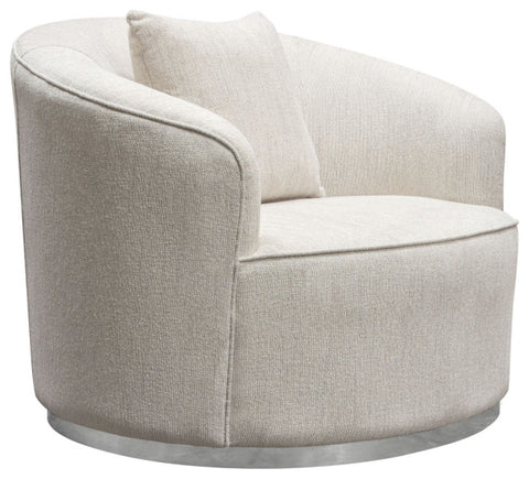 Raven Chair in Light Cream Fabric Brushed Silver Accent Trim By Diamond Sofa