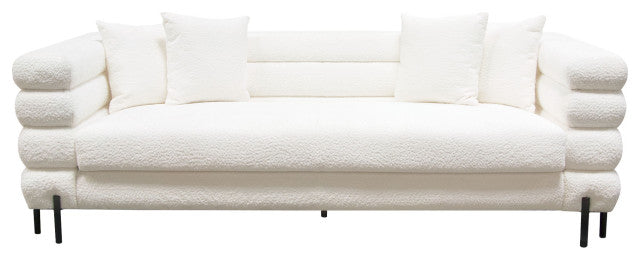 Vox Sofa, Faux White Shearling, Black Powder Metal Legs By Diamond Sofa