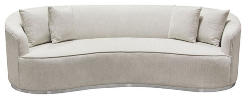 Raven Sofa in Light Cream Fabric Brushed Silver Accent Trim By Diamond Sofa