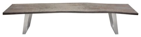 Titan Solid Acacia Wood Accent Bench in Espresso Finish w/ Silver Metal By Diamond Sofa