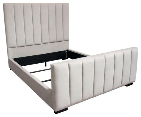 Venus Vertical Channel Tufted Queen Bed, Light Gray Velvet By Diamond Sofa