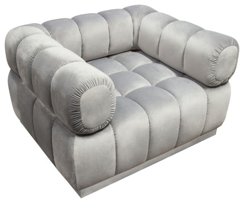 Image Low Profile Chair, Platinum Gray Velvet With Brushed Silver Base By Diamond Sofa
