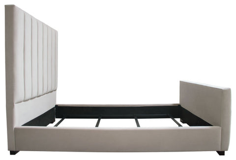 Venus Vertical Channel Tufted Queen Bed in Light Grey Velvet By Diamond Sofa