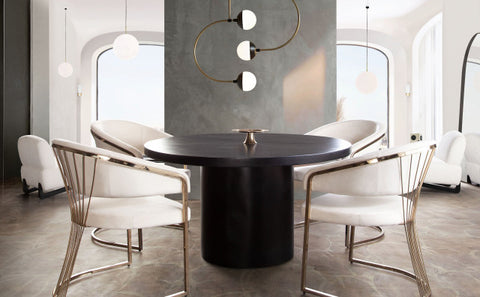 Rune 54" Round Dining Table With Iron Pedestal Base, Black By Diamond Sofa