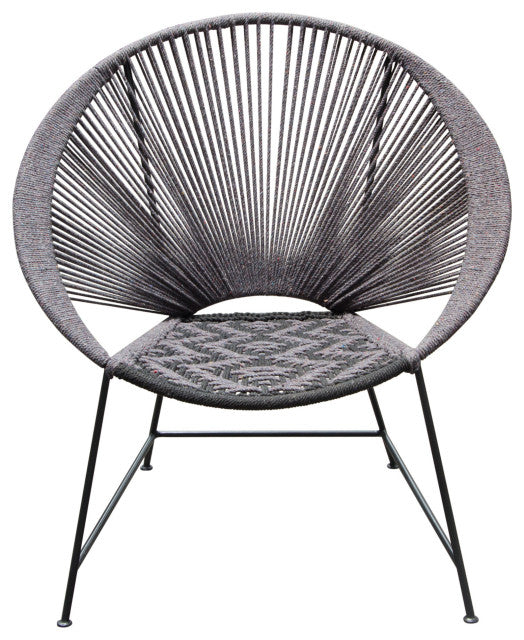 Pablo 2-Pack Accent Chairs in Black/Grey Rope w/ Black Metal Frame By Diamond Sofa