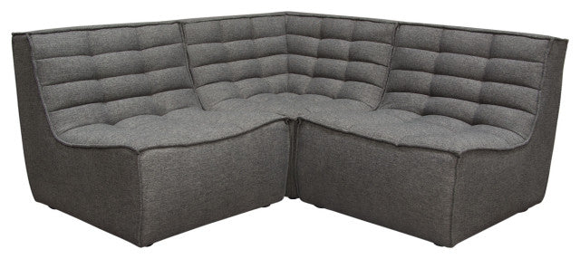 Marshall 3PC Corner Modular Sectional w/ Scooped Seat in Grey Fabric By Diamond Sofa