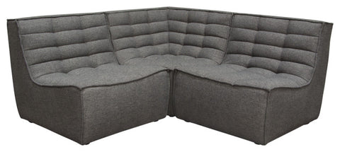 Marshall 3PC Corner Modular Sectional w/ Scooped Seat in Grey Fabric By Diamond Sofa