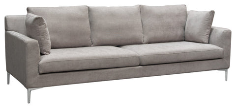 Seattle Loose Back Sofa in Grey Polyester Fabric Polished Silver Metal Leg By Diamond Sofa