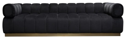 Image Low Profile Sofa in Black Velvet w/ Brushed Gold Base By Diamond Sofa