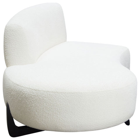 Vesper Curved Armless Left Chaise, Faux White Shearling, Black Wood Leg Base By Diamond Sofa