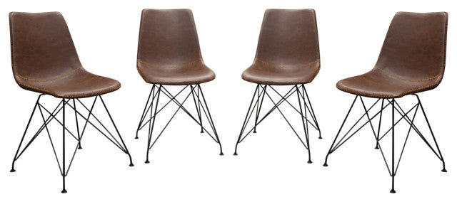 Theo 4 Dining Chairs With Metal Base, Chocolate By Diamond Sofa