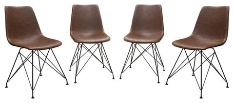 Theo 4 Dining Chairs With Metal Base, Chocolate By Diamond Sofa
