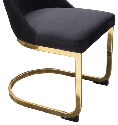 Vogue 2 Dining Chairs With Gold Metal Base, Black Velvet By Diamond Sofa