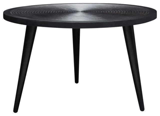 Vortex Round Cocktail Table in Solid Mango Wood Top in Black Finish & Iron Legs By Diamond Sofa