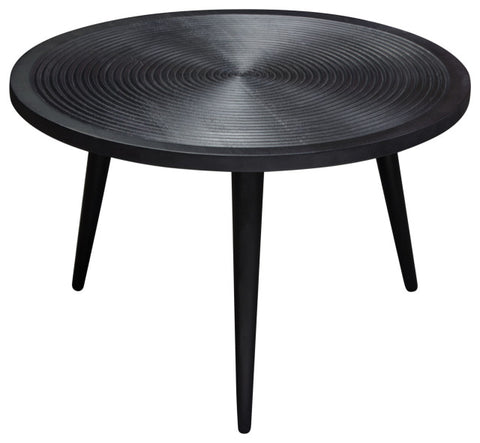 Vortex Round Cocktail Table in Solid Mango Wood Top in Black Finish & Iron Legs By Diamond Sofa