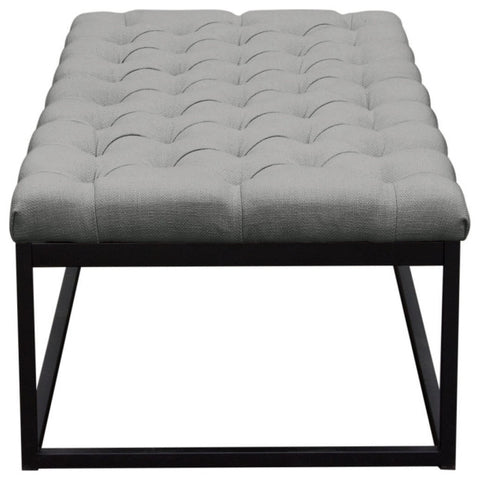 Mateo Black Powder Coat Metal Large Linen Tufted Bench - Grey By Diamond Sofa