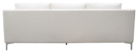 Seattle Loose Back Sofa, White Linen With Polished Silver Metal Leg By Diamond Sofa