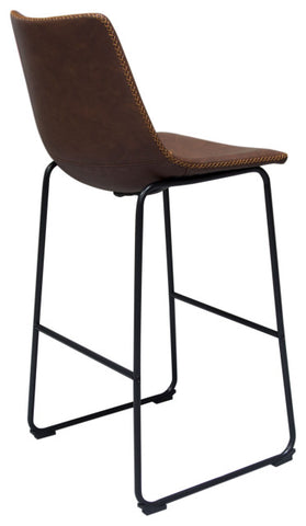 Theo Set of (2) Bar Height Chairs in Chocolate Leatherette Black Metal Base By Diamond Sofa