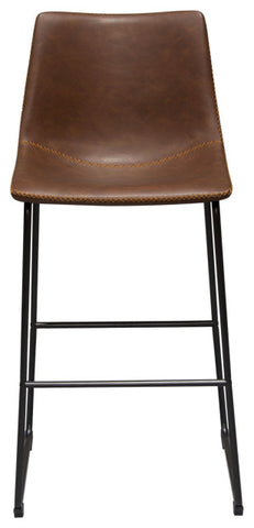 Theo Set of (2) Bar Height Chairs in Chocolate Leatherette Black Metal Base By Diamond Sofa