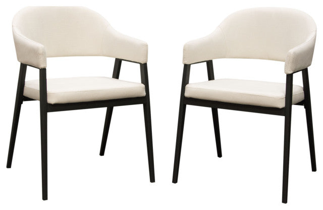 Adele Dining Accent Chairs, Set of 2, Cream Fabric, Metal Frame By Diamond Sofa