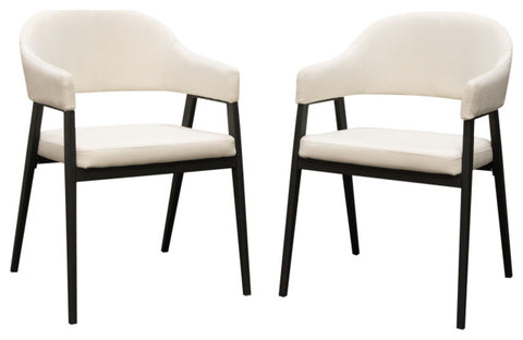 Adele Dining Accent Chairs, Set of 2, Cream Fabric, Metal Frame By Diamond Sofa