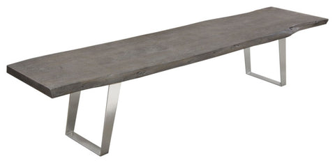 Titan Solid Acacia Wood Accent Bench in Finish Silver Metal Inlay & Base By Diamond Sofa