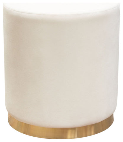 Sorbet Round Accent Ottoman, Cream Velvet By Diamond Sofa
