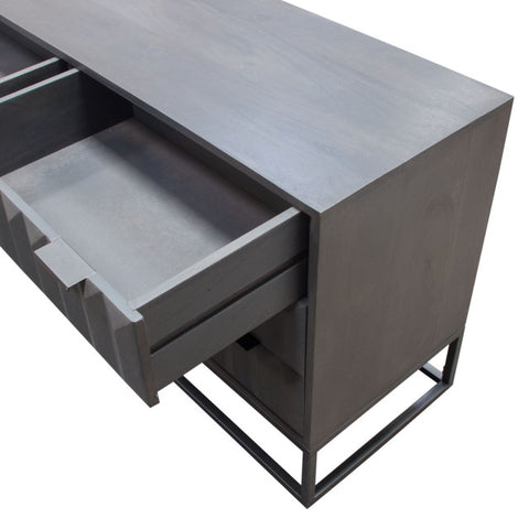 Spectrum 6-Drawer Solid Mango Wood Dresser, Smoke Gray, Gun Metal Finished Legs By Diamond Sofa