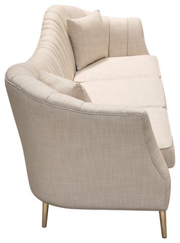 Ava Sofa in Sand Linen Fabric Gold Leg By Diamond Sofa