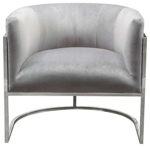 Pandora Accent Chair With Stainless Steel Frame, Gray Velvet By Diamond Sofa