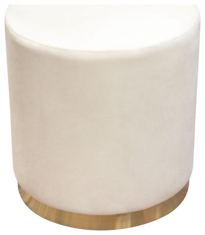 Sorbet Round Accent Ottoman, Cream Velvet By Diamond Sofa