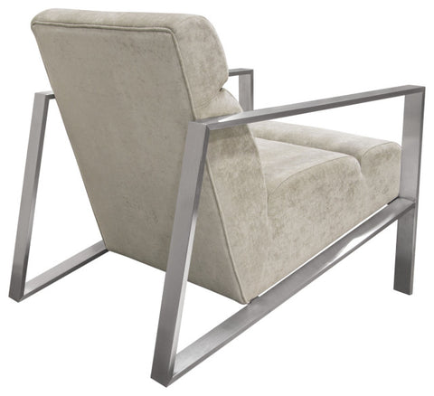 La Brea Accent Chair in Champagne Fabric with Brushed Stainless Steel Frame By Diamond Sofa