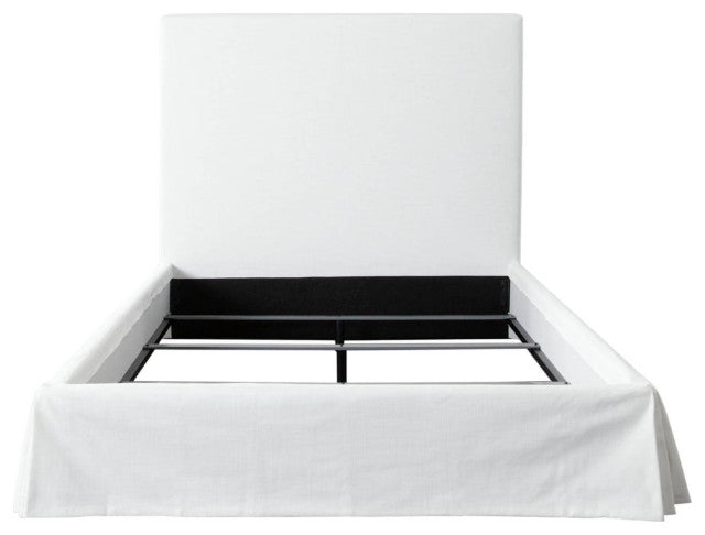 Savannah 58" Eastern King Slipcover Bed in White Linen Fabric By Diamond Sofa