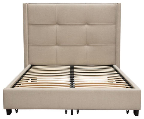 Beverly Queen Bed with Integrated Footboard Storage Unit & Accent Wings in By Diamond Sofa