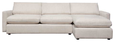 Arcadia 2PC Reversible Chaise Sectional Feather Down Seating in Cream Fabric By Diamond Sofa