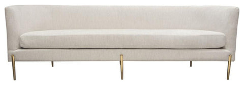 Lane Sofa in Light Cream Fabric with Gold Metal Legs By Diamond Sofa