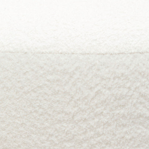 Vesper Round Ottoman, Faux White Shearling, Black Wood Leg Base By Diamond Sofa