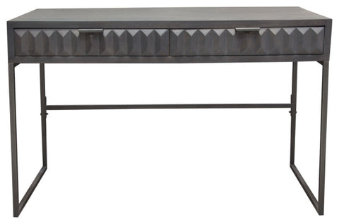 Spectrum 2-Drawer Solid Mango Wood Desk, Smoke Gray With Gun Metal Finished Legs By Diamond Sofa