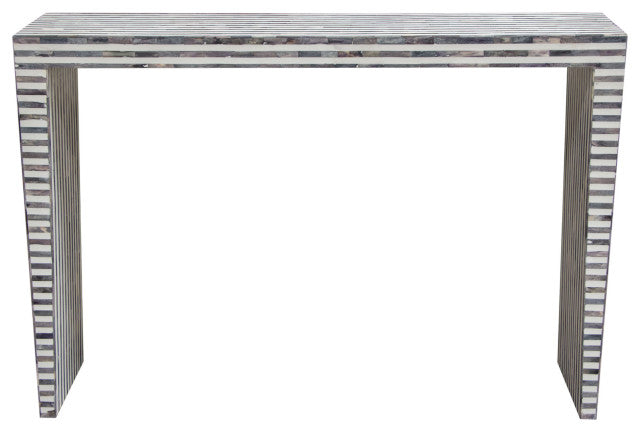 Mosaic Console Table With Bone Inlay, Linear Pattern By Diamond Sofa
