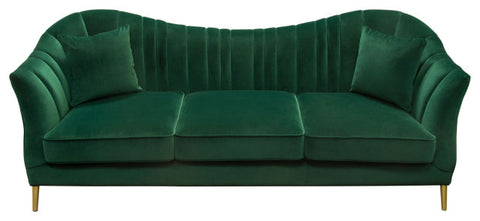 Ava Sofa, Emerald Green Velvet With Gold Leg By Diamond Sofa