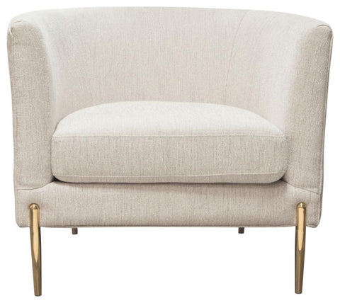 Lane Chair in Light Cream Fabric with Gold Metal Legs By Diamond Sofa