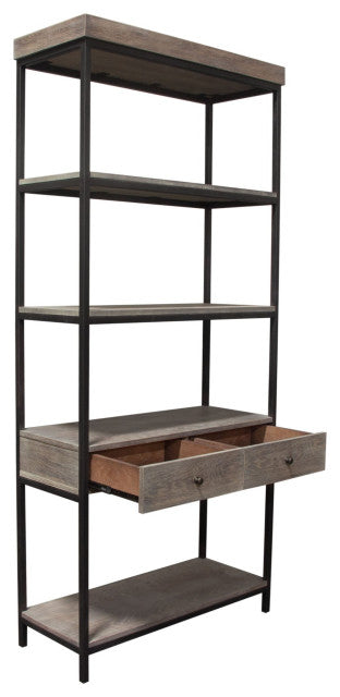 Sequoia 87" Shelf With 2 Drawers, Gray By Diamond Sofa