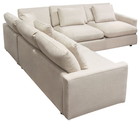 Arcadia 3PC Corner Sectional Feather Down Seating in Cream Fabric By Diamond Sofa