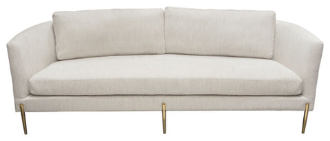 Lane Sofa in Light Cream Fabric with Gold Metal Legs By Diamond Sofa