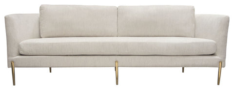 Lane Sofa in Light Cream Fabric with Gold Metal Legs By Diamond Sofa