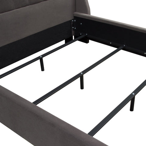 Park Avenue Queen Tufted Bed with Vintage Wing in Smoke Grey Velvet By Diamond Sofa