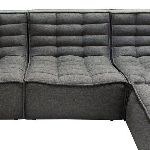 Marshall 5PC Corner Modular Sectional Scooped Seat in Grey Fabric By Diamond Sofa